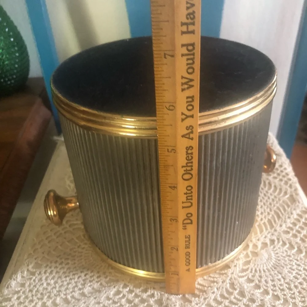 Vintage Brass & Silver Metal Ice Bucket